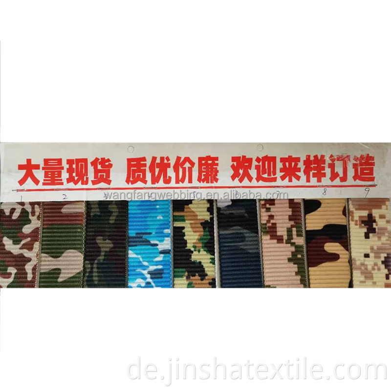Camouflage Nylon -Gurtband -Outlet -Bagsheat Custom bedrucktes Nylon -Gurtband Taktischer Gürtel Militärgurtgurt Gepäckgürtel